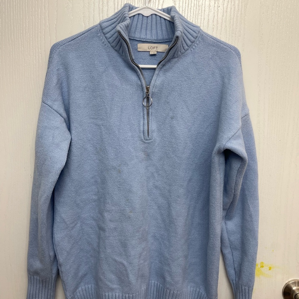LOFT women’s Sky Blue Zip-Up Sweater
